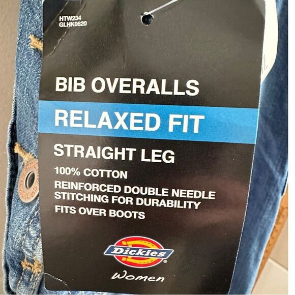 Dickies Women 2XL XXL Bib Overalls Blue Jean Denim Workwear Utility Medium Wash - Picture 6 of 13